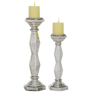 Silver Glass Candle Holder (Set of 2)