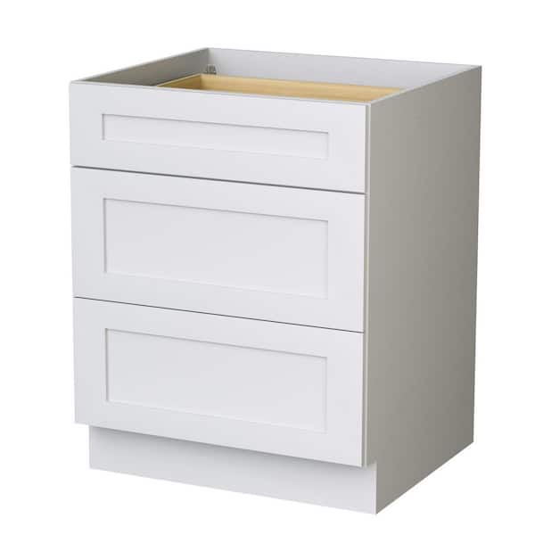 21 in. W x 21 in. D x 34.5 in. H Assembled Plywood Drawer Base Bathroom Cabinet in White Pain.ted with Soft Close