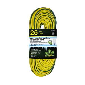 25 ft. 12/3 SJEOW Cold Weather Extension Cord with Lighted End