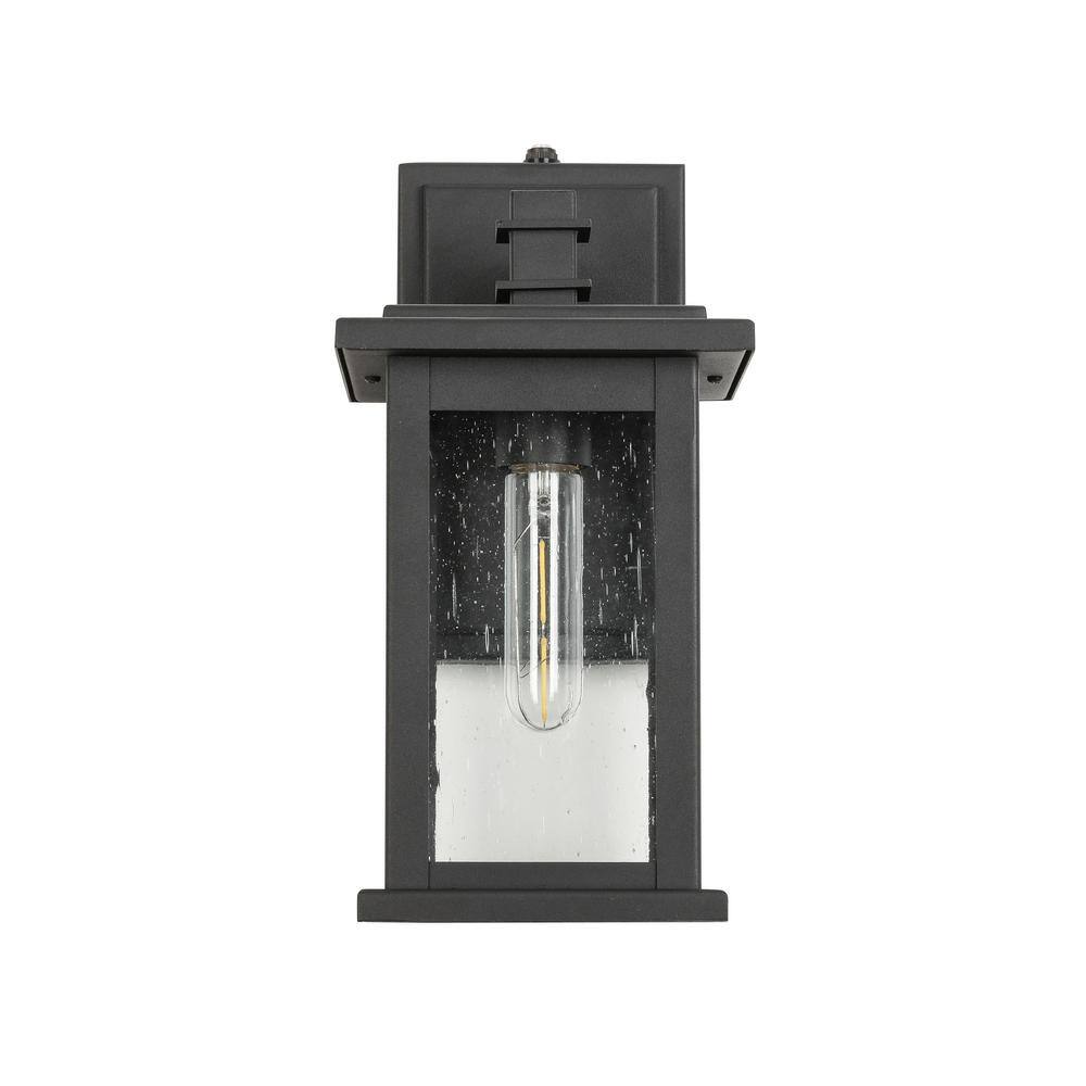 1-Light Black Not Motion Sensing Dusk to Dawn Outdoor Hardwired Wall Lanter
