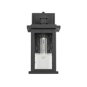 1-Light Black Not Motion Sensing Dusk to Dawn Outdoor Hardwired Wall Lantern Sconce With No Bulbs Included