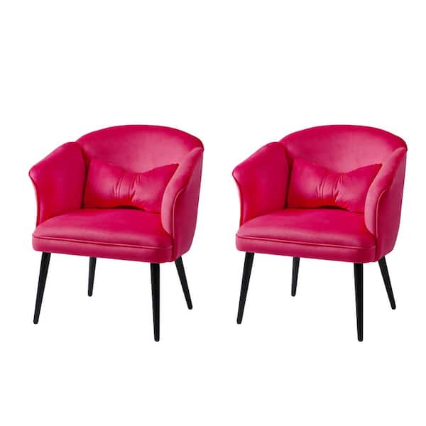 JAYDEN CREATION Richard Fushia 26.5 in. W Modern Accent Chair with Metal Legs (Set of 2)