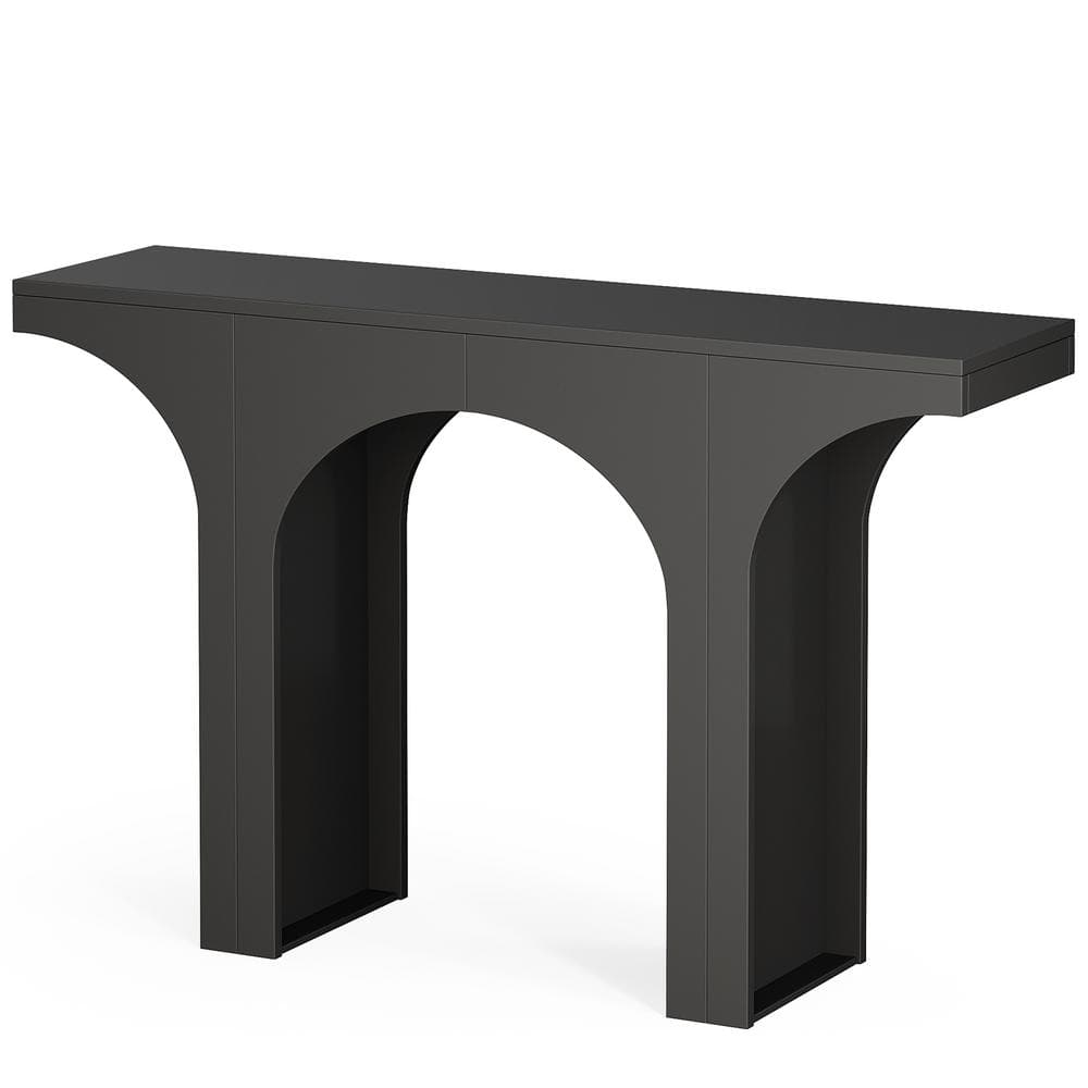 Black Wood 47-Inch Console Table with Arched Base