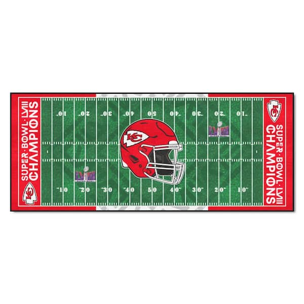 FANMATS NFL - Kansas City Chiefs Super Bowl LVIII 2 ft. x 6ft. Green Field Runner Mat Area Rug