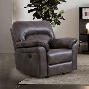 Monku Dark Gray Faux Leather Recliner Chair with Armrests