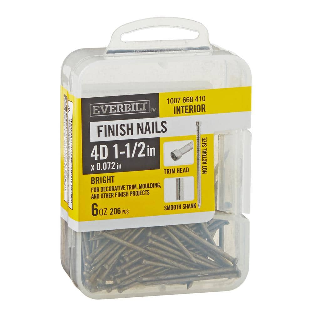 Everbilt 1-1/2 in. x 4D Bright Non-Collated Finishing/Casing Nail 6 oz ...