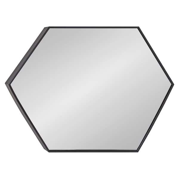 Kate and Laurel Rhodes 31 in. x 22 in. Classic Hexagon Framed Black Wall Accent Mirror