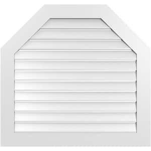 38 in. x 36 in. Octagonal Top Surface Mount PVC Gable Vent: Functional with Standard Frame
