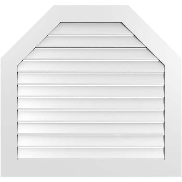 Ekena Millwork 38 in. x 36 in. Octagonal Top Surface Mount PVC Gable Vent: Functional with Standard Frame