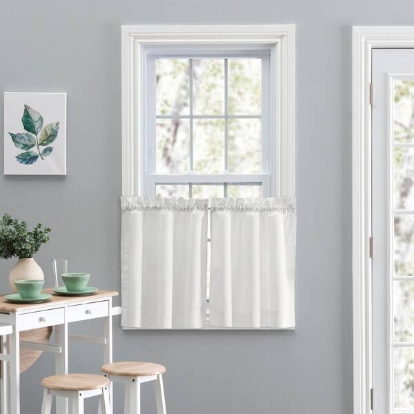 Ellis Curtain Stacey Ice Cream Solid 56 in. W x 36 in. L Rod Pocket Tailored Tier Pair