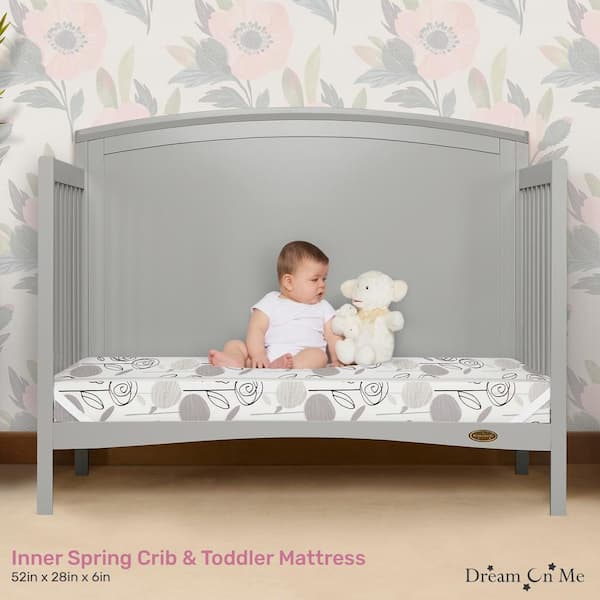 Dream On Me Endless Roses Grey and Black Crib and Toddler Mattress 150 GB The Home Depot