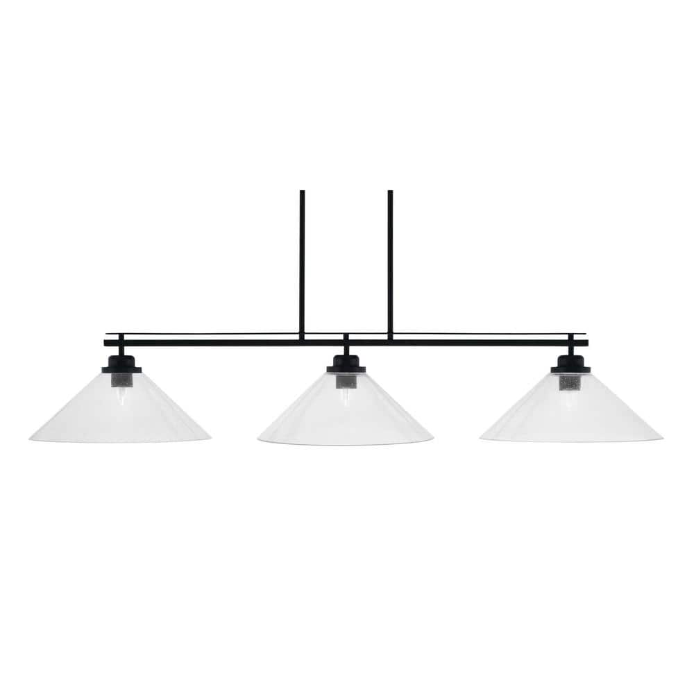 Monroe 3-Light Billiard Light, Round Fitter, Matte Black Finish, 16 in. Cle