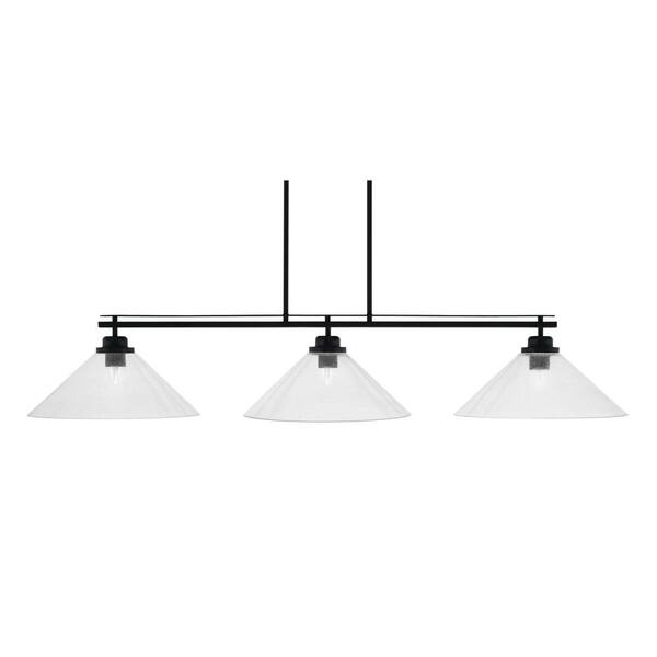 Unbranded Monroe 3-Light Billiard Light, Round Fitter, Matte Black Finish, 16 in. Clear Bubble Glass