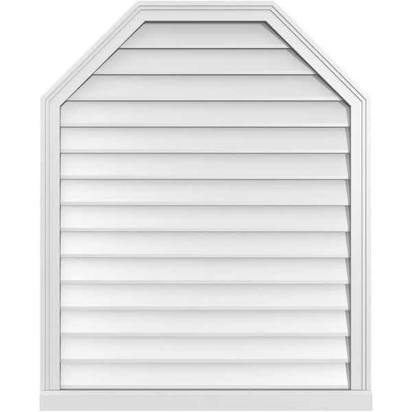 Ekena Millwork 34" x 42" Octagonal Top Surface Mount PVC Gable Vent: Non-Functional with Brickmould Sill Frame