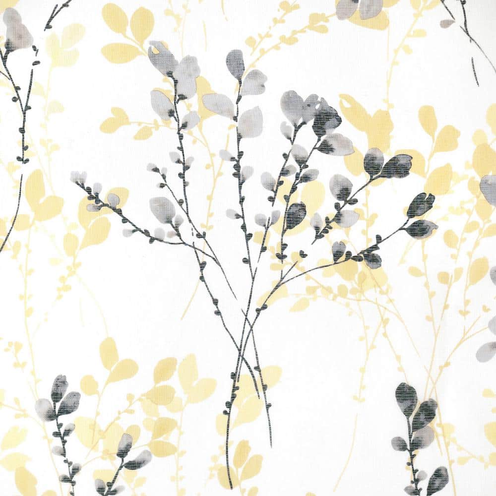 Misty Maize Floral Semi-Sheer 52" x 63" Window Curtain Panel