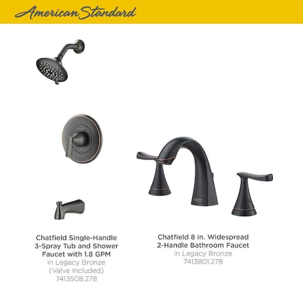 Chatfield Single-Handle 3-Spray Tub and Shower Faucet and 8 in. Bathroom Faucet Set in Legacy Bronze (Valve Included)