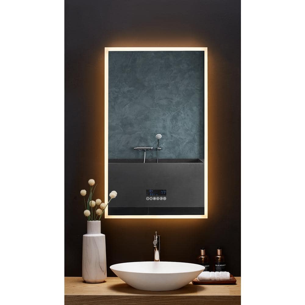 Rectangular Frameless LED Bathroom Vanity Mirror with Bluetooth