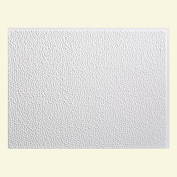 Fasade 18.25 in. x 24.25 in. Gloss White Hammered PVC Decorative Backsplash Panel