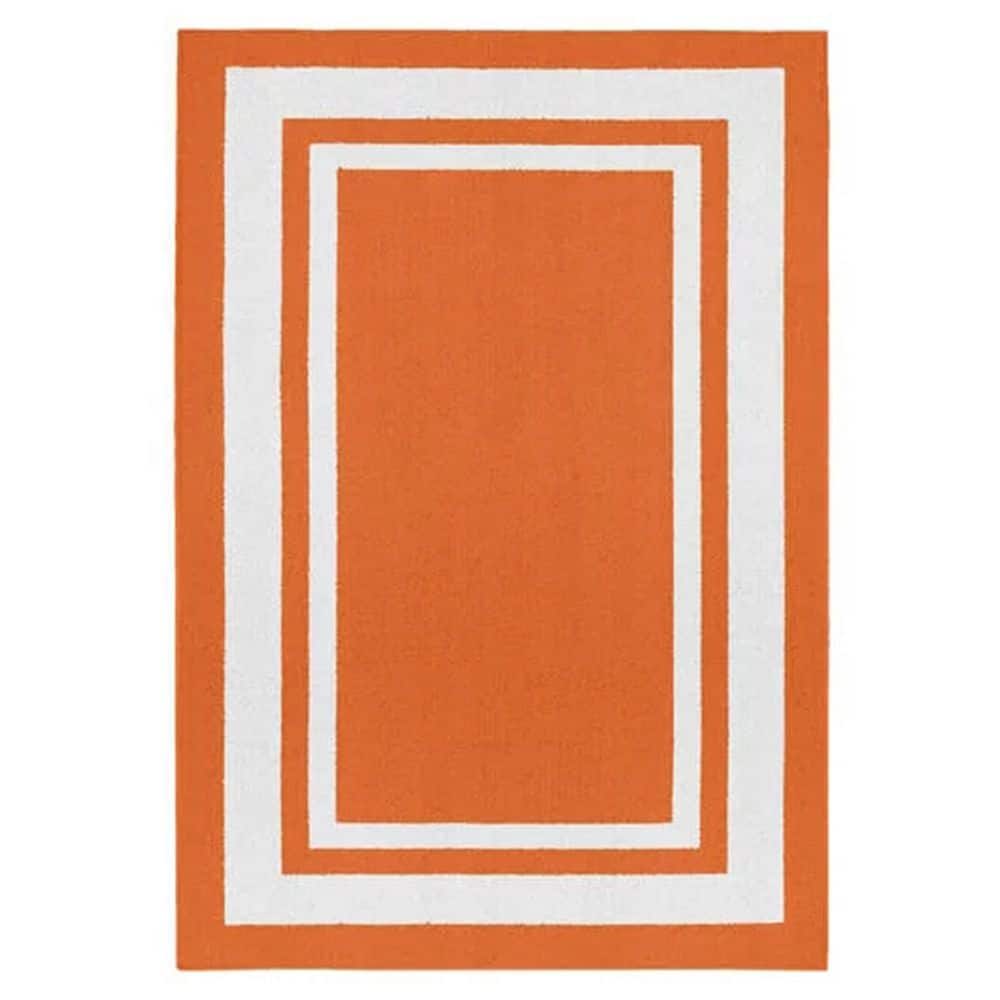 Orange Polypropylene 5 ft. x 7 ft. Border Indoor Area Rug