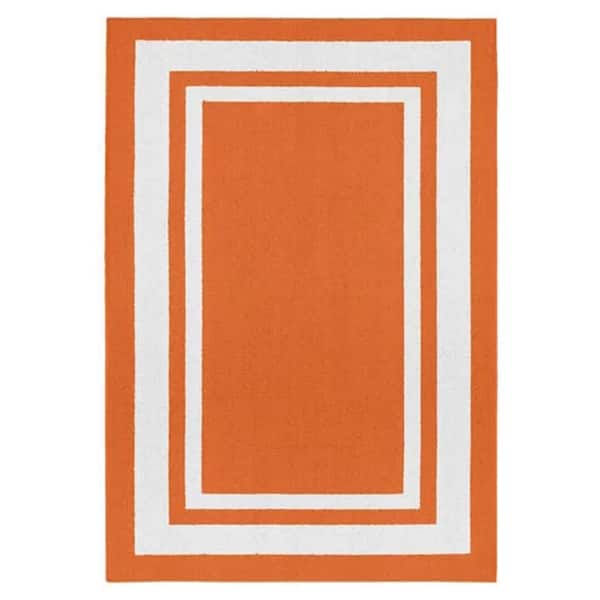 Unbranded Orange Polypropylene 5 ft. x 7 ft. Border Indoor Area Rug