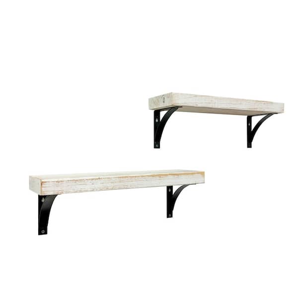 Intrinsic Haven Industrial Grace 20 in. W x 5.5 in. D White Pine Wood (Set of 2) Simple Bracket Decorative Wall Shelf