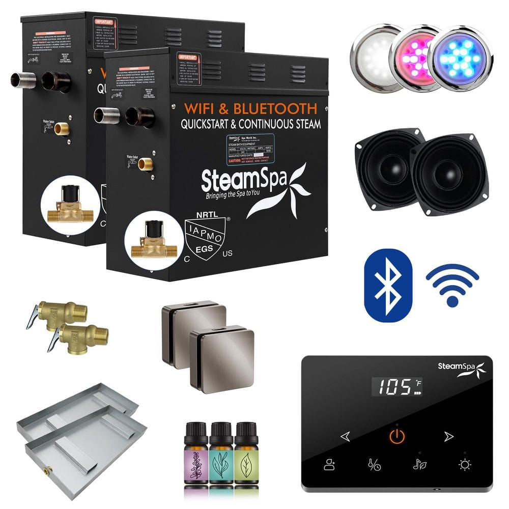 Black Series 15000-Watt Steam Generator with Fully Wireless Remote, Bluetooth, WiFi and Auto Drain in Brushed Nickel price history on PriceWatchPro