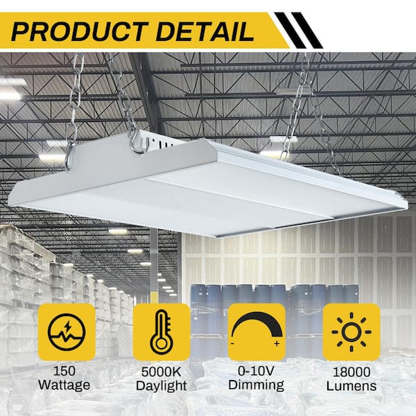 150-Watt 18,000 lumens 5000K Dimmable Linear High Bay Light