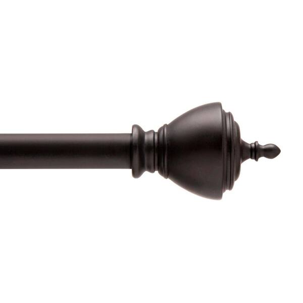 Kenney Butler 28-48 in. Adjustable 1/2 in. Petite Cafe Decorative Window Single Curtain Rod in Black