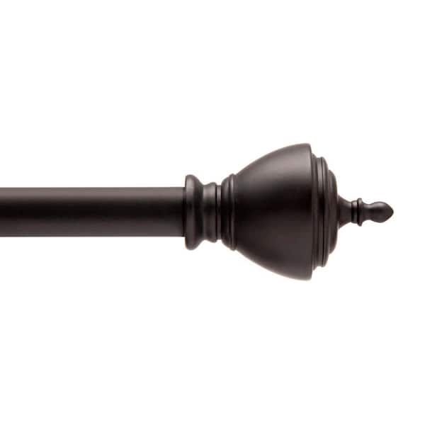 Kenney Butler 48-86 in. Adjustable 1/2 in. Petite Cafe Decorative Window Single Curtain Rod in Black
