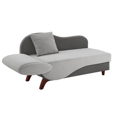 Grey Two-Tone Dark & Light Functional Chaise With 1 Pillow