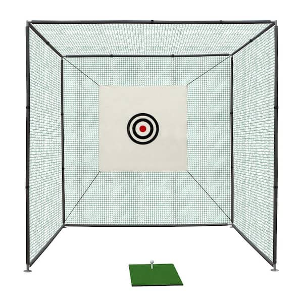 Unbranded 10 x 10 x 10 ft. Golf Practice Net Cage w/ Metal Frame Hitting Net Kit Golf Sports Barrier Nets Golf Training Simulators