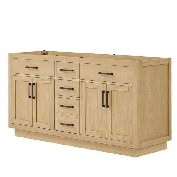 Beckett TK 65 in. Bath Vanity Cabinet without Top in Rift Oak with Matte Black Trim