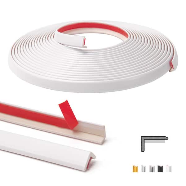 Art3d White 20 ft. L Glossy PVC Corner Trim Peel and Stick for Tile and Wall Edges