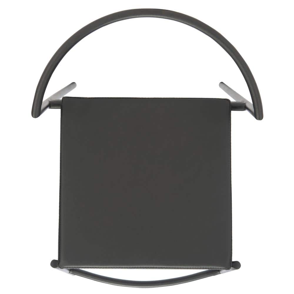 Bauhaus Inspired Black Vegan Leather & Metal Counter Stool Pair