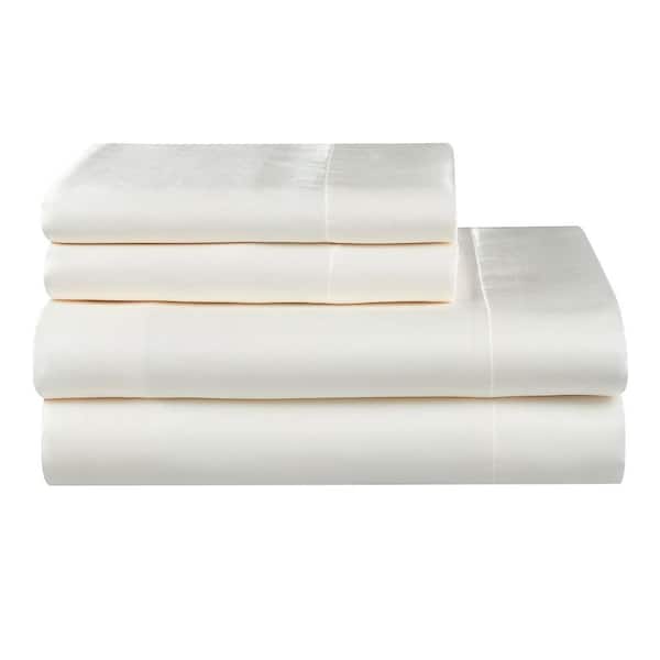 JUICY COUTURE 4-Piece Ivory Satin Queen Sheet Set