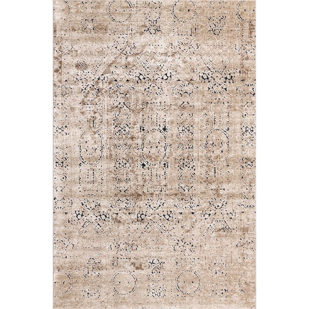 Beige 6' x 9' Rectangular Easy-Care Synthetic Area Rug