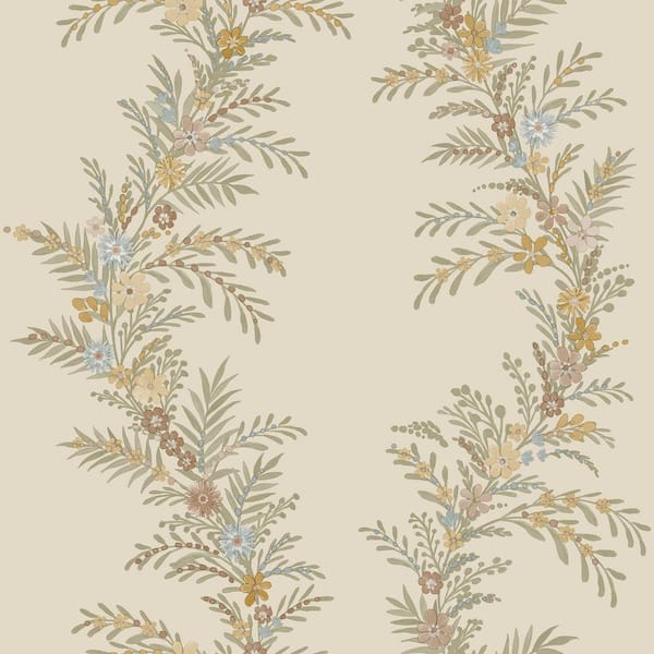 CHRIS LOVES JULIA 8 in. x 10 in. Posy Vanilla White Vines Peel and Stick Wallpaper Sample