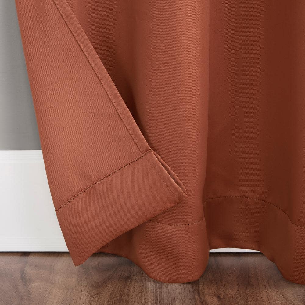Terracotta Blackout Polyester Rod Pocket Curtain Panel 40" x 95"