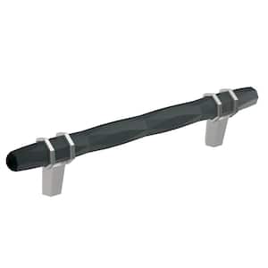 London 5-1/16 in. (128mm) Modern Black Bronze/Polished Chrome Bar Cabinet Pull