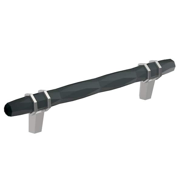 Amerock London 5-1/16 in. (128mm) Modern Black Bronze/Polished Chrome Bar Cabinet Pull