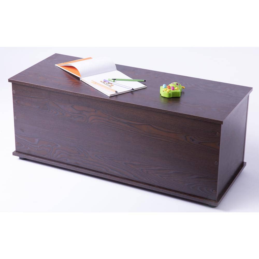 Brown MDF Wooden Toy Storage Box with Soft Closure Lid