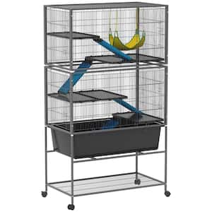 Cage Pour Hamster à 2 Niveaux Avec Roue Silencieuse - Habitat Pour Chinchilla, Gerbille, Écureuil, Lapin (35x25x18 Cm)