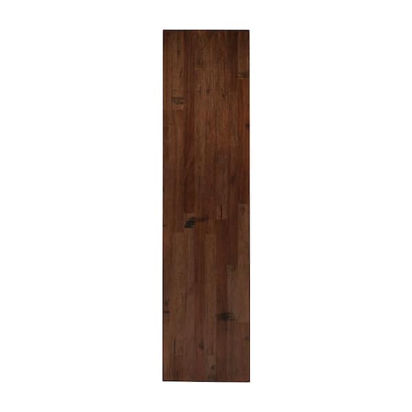 HARDWOOD REFLECTIONS Solid Wood Butcher Block Shelf 72in. W X 12in. D X 1.5in. H in Distressed Walnut Stained Eucalyptus
