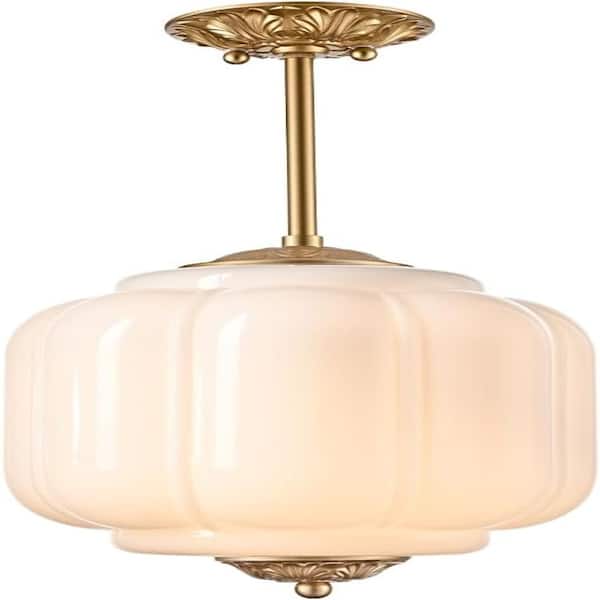 Milk Glass Ceiling Light (2) / 真鍮 天井照明 CLAXY Vintage Milk Glass Ceiling Light Fixture, Antique White Semi