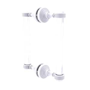 Pacific Grove 8 in. Back to Back Shower Door Pull with Groovy Accents in Matte White