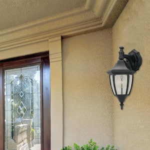 Waterbury 14.25 in. Black 1-Light Outdoor Line Voltage Wall Sconce with No Bulb Included