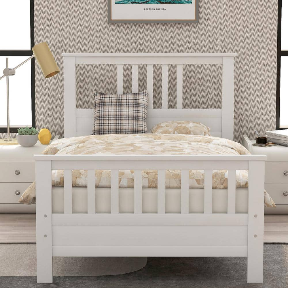 ANBAZAR Twin Bed Frame, Platform Wood Bed Frame with Headboard, No Box ...