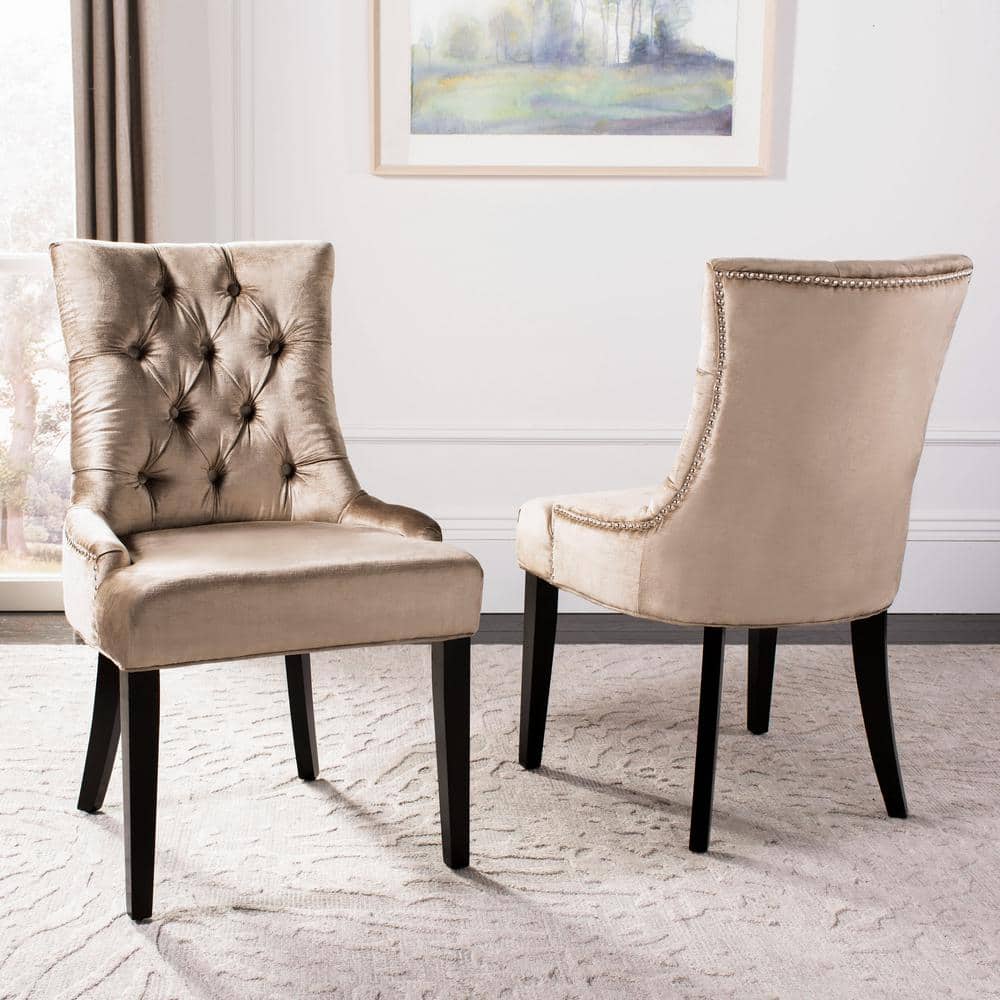 Antique Sage Velvet Upholstered Parsons Side Chair Set