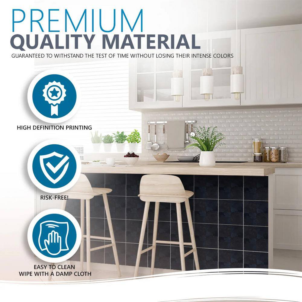 Dark Slate Gray Vinyl Peel and Stick Wall Tiles, 8x8-inch