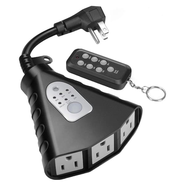 15 Amp 12V 480 min. Waterproof Outdoor Countdown Light Timer with 100 ft. Range Remote Control, Sensor, 3 Ground Outlets